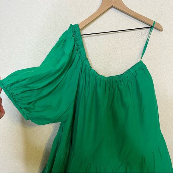 Anthropologie Green One-Shoulder Mini Dress - Picture 6 of 9
